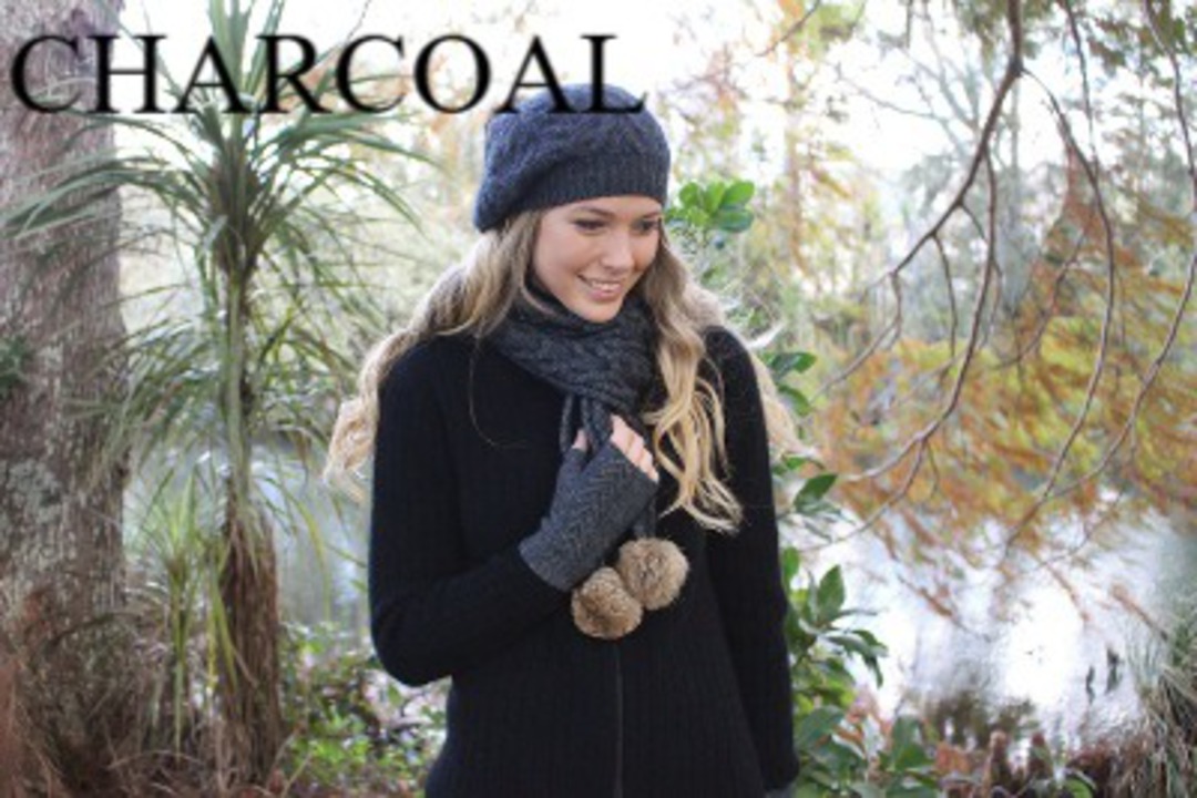 Merino Possum Cable Beanie with Rabbit Fur Pompom image 1